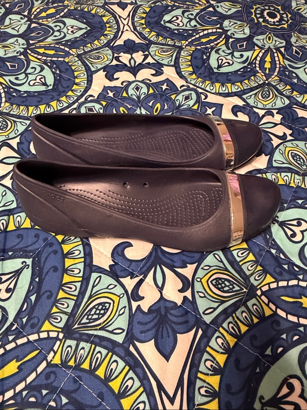 Crocs navy ballet flat Slip-Ons with Silver Line Accent - Picture 2 of 5